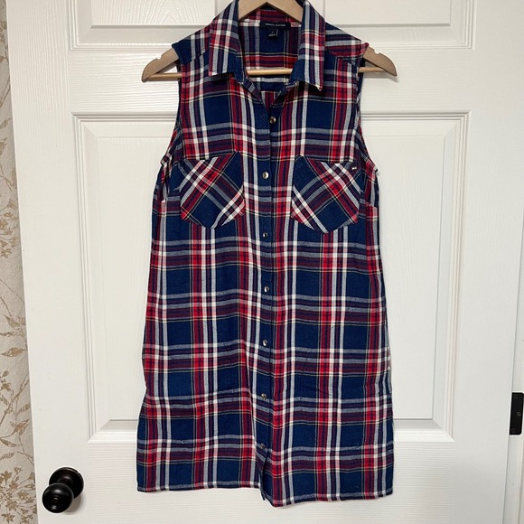 Tommy Hilfiger Plaid Sleeveless Dress Button Up Shirt Dress Size 4 - Picture 1 of 7
